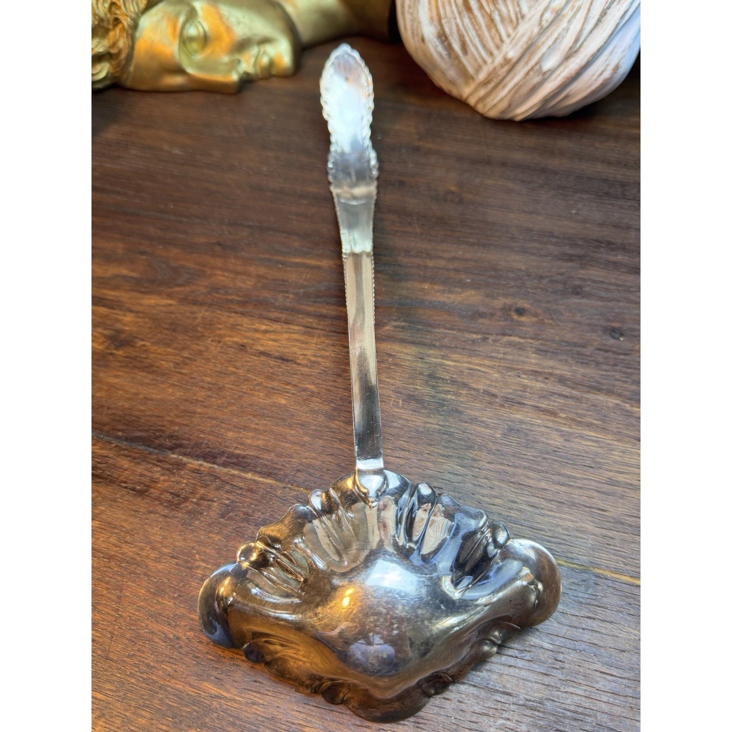 Silverplate Serving Ladle 13" Large Shell Bowl Victorian Art Nouveau Style