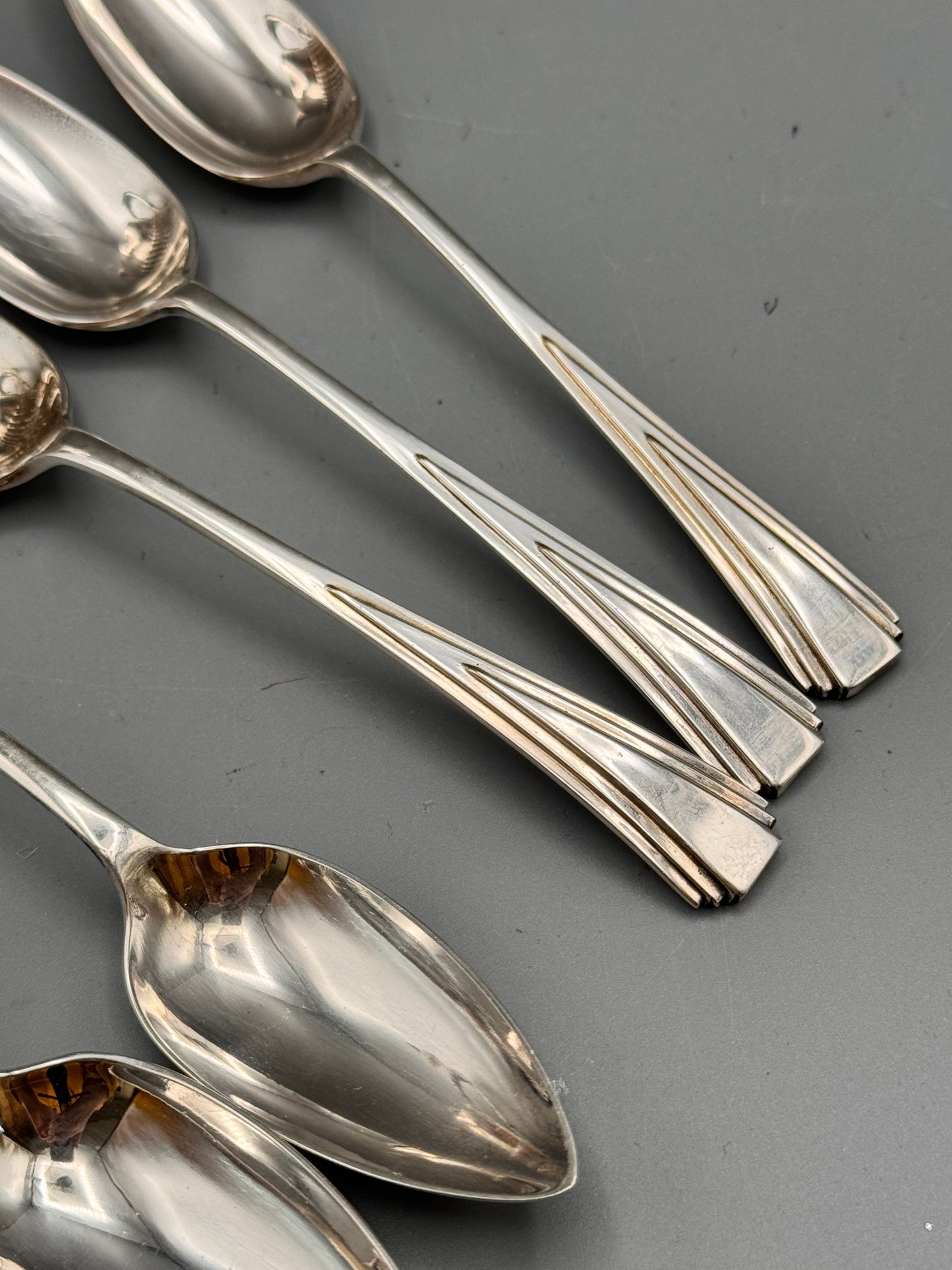 English Art Deco EPNS Grapefruit Spoons – Set of 6 Silver Plate Citrus Spoons