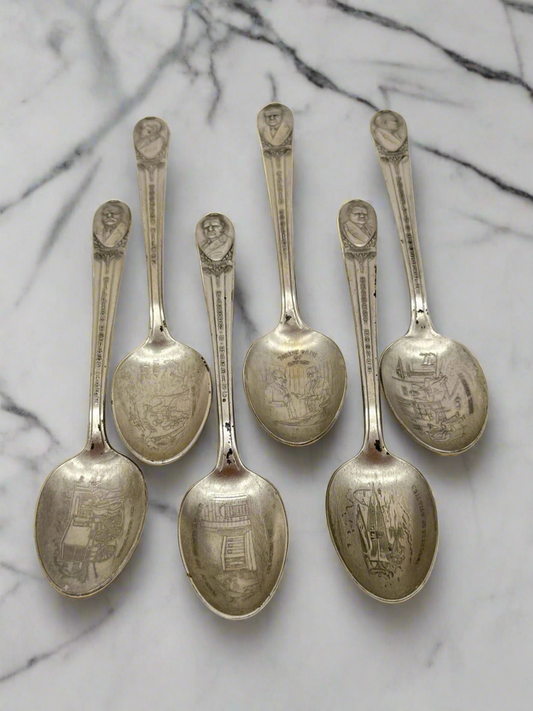 6 Vintage President Spoons 27th To 32nd President Wm. ROGERS MFG Co. IS