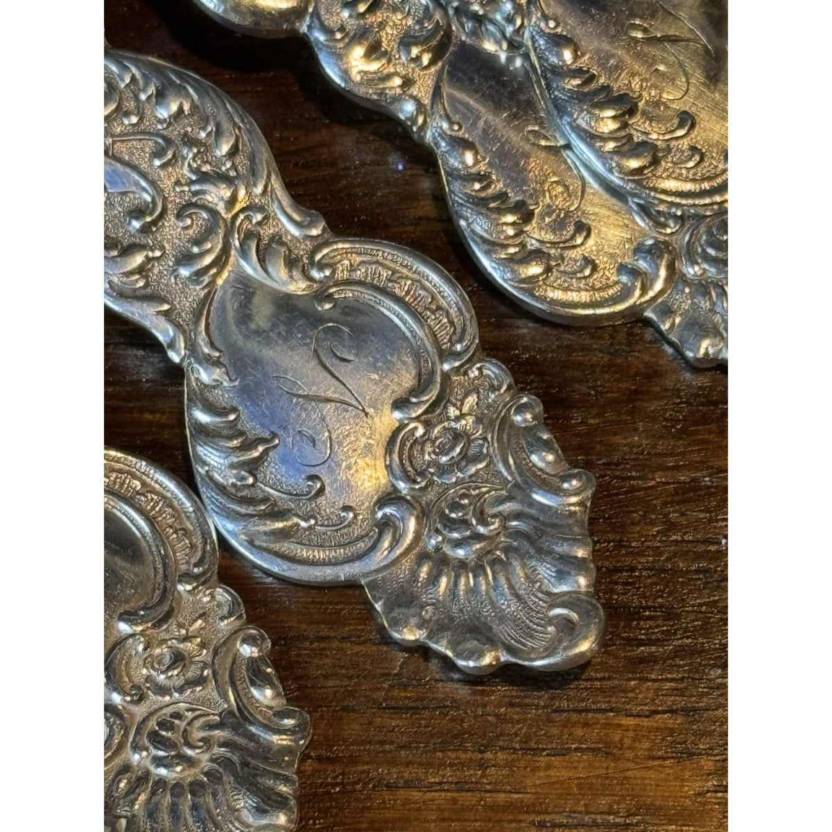Silverplate Dinner Spoons 1847 Rogers Columbia Set Of 4 Ornate Monogram N 8.25”