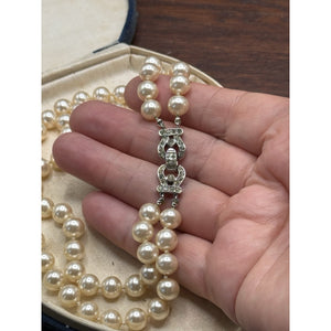 Vintage Crown Trifari Faux Pearl Double Strand Choker Anklet 12” SMALL Signed