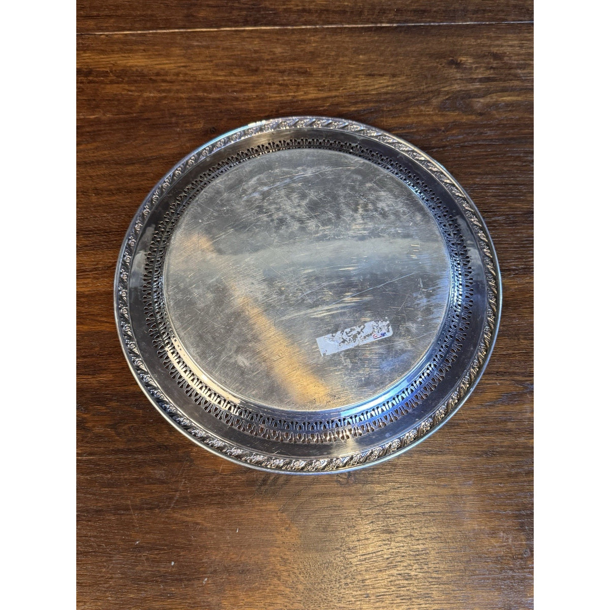 Silverplate Reticulated Charger Tray Ornate Engraved Tennis Trophy 1972 12”