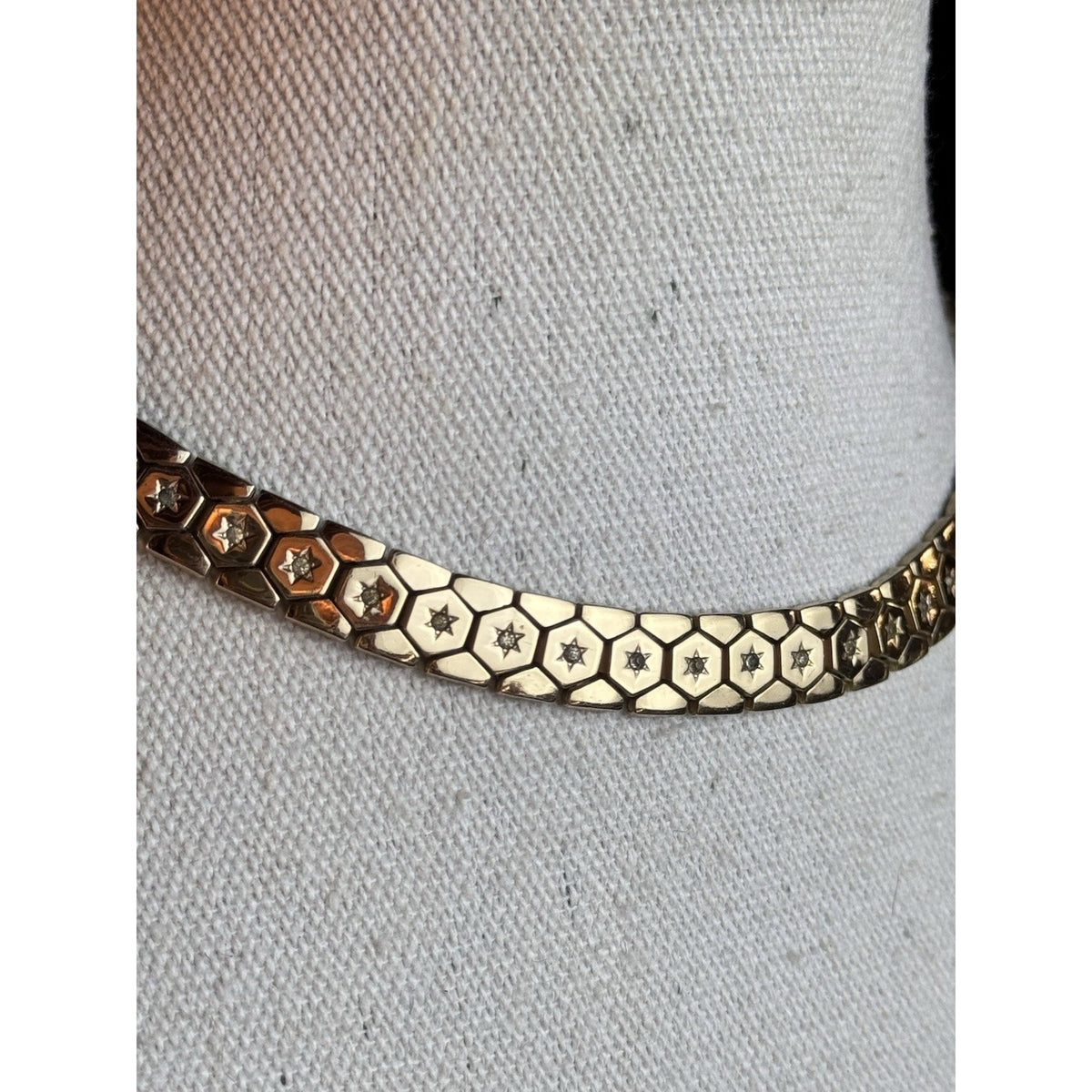 TRIFARI Alfred Philippe Necklace Goldtone Star Rhinestone Choker 1945 Patent