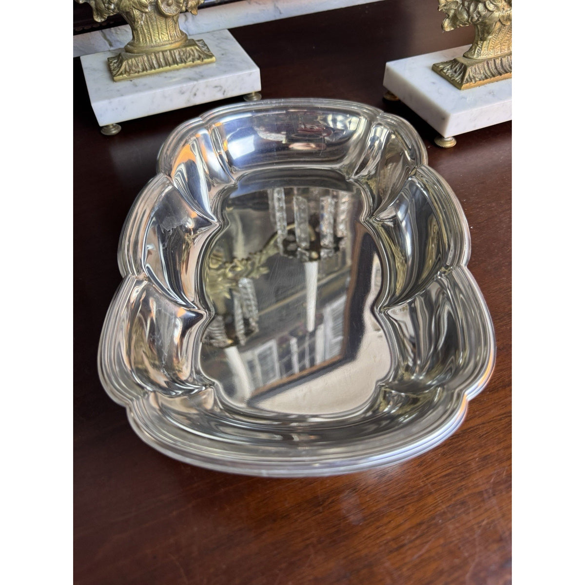 Vintage Silverplate Serving Bowl Scalloped Rectangular Dish 11.5” x 8”