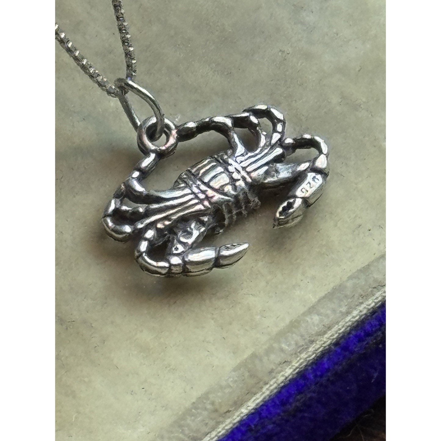 Sterling Silver Cancer Crab Pendant Necklace 18” Italy 925 Zodiac .75”
