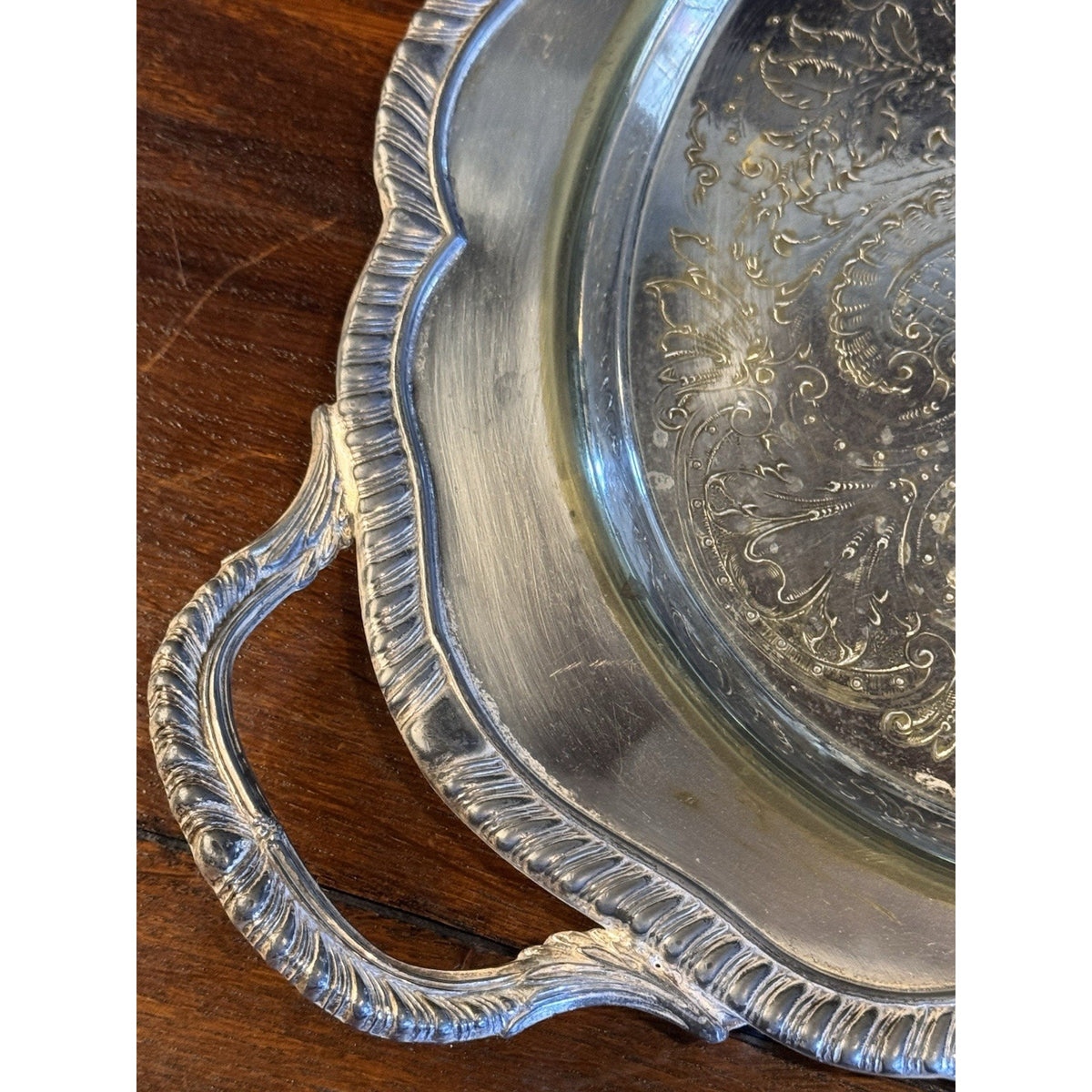 Silverplate Butler Tray F.B. Rogers Ornate Handled SHABBY Chic CONDITION 21”