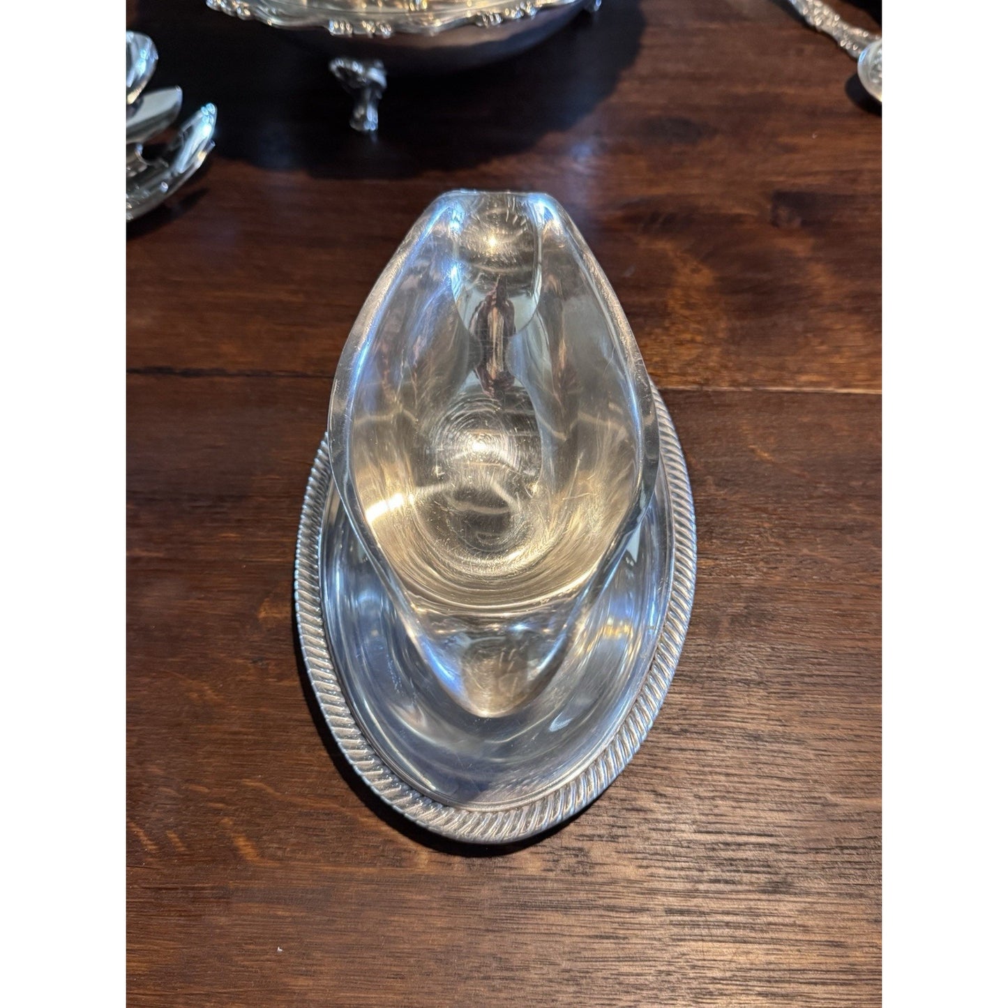 Silverplate Gravy Boat International Silver Castleton attchd Underplate Vintage
