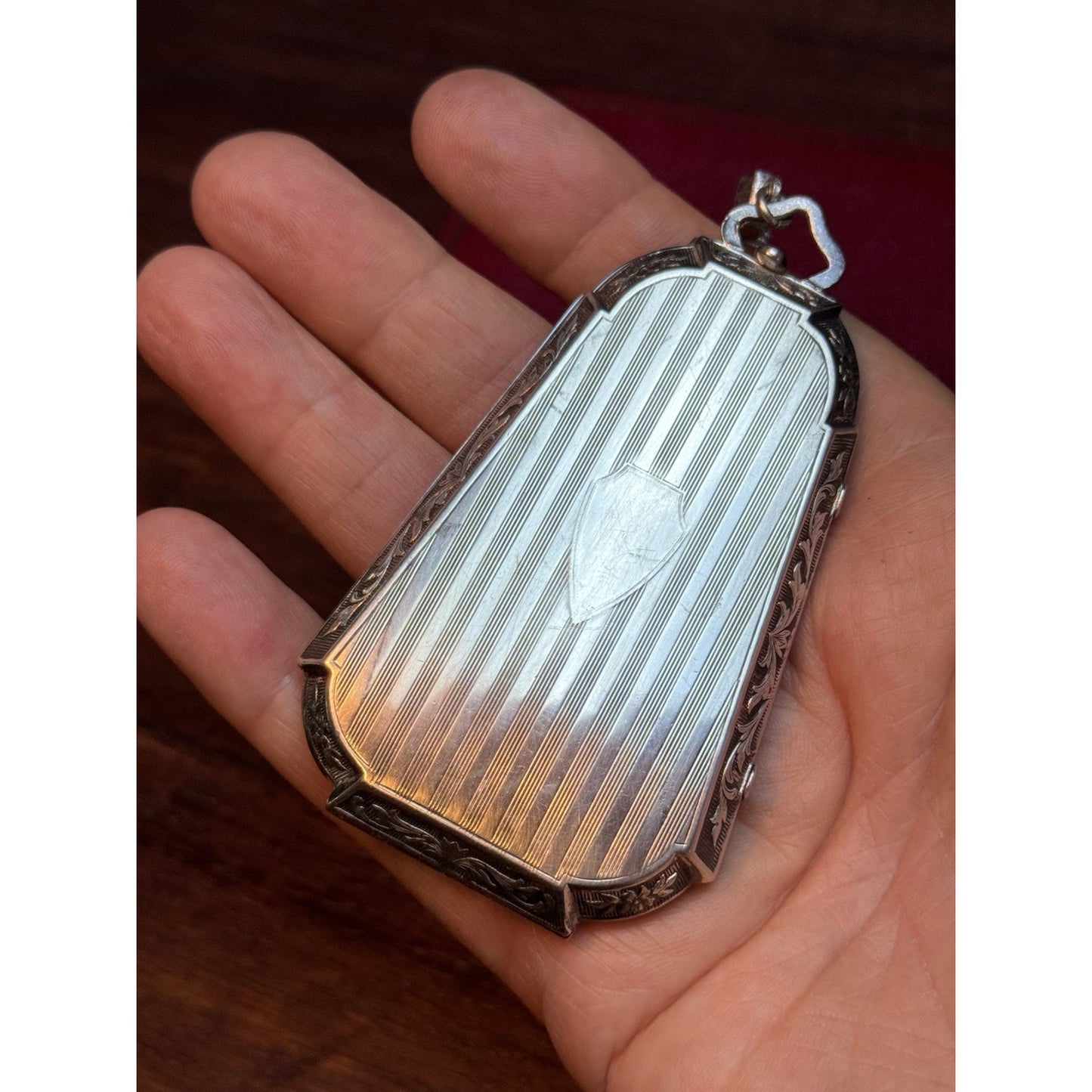 Vintage Art Deco Silverplate Compact Wristlet Mirror No Monogram 1920-30