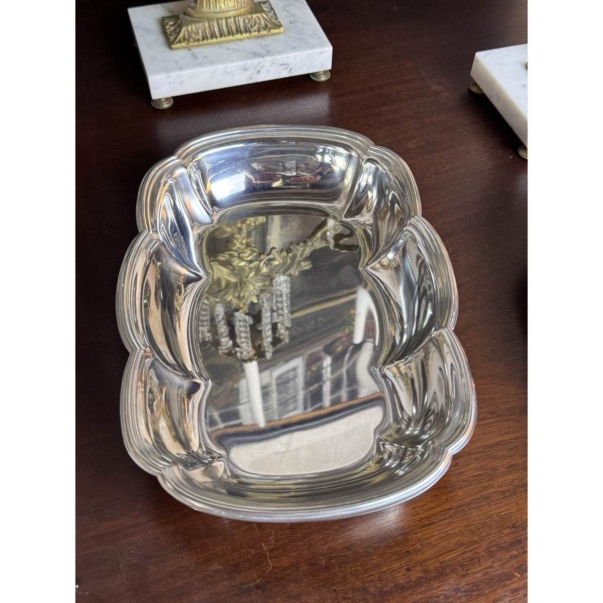 Vintage Silverplate Serving Bowl Scalloped Rectangular Dish 11.5” x 8”