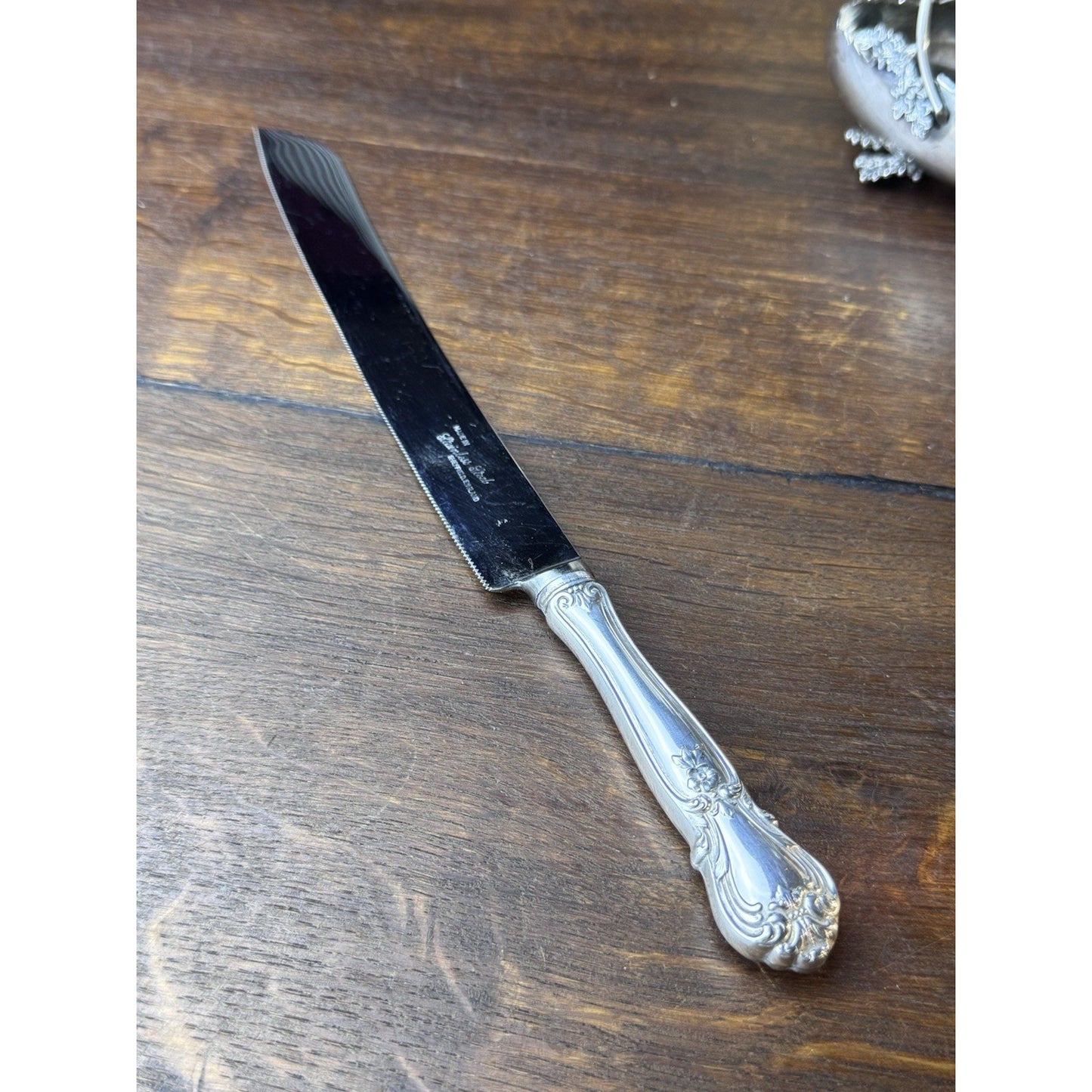 Vintage Sheffield Cake Pie Knife Sterling Handle Stainless Blade 12”