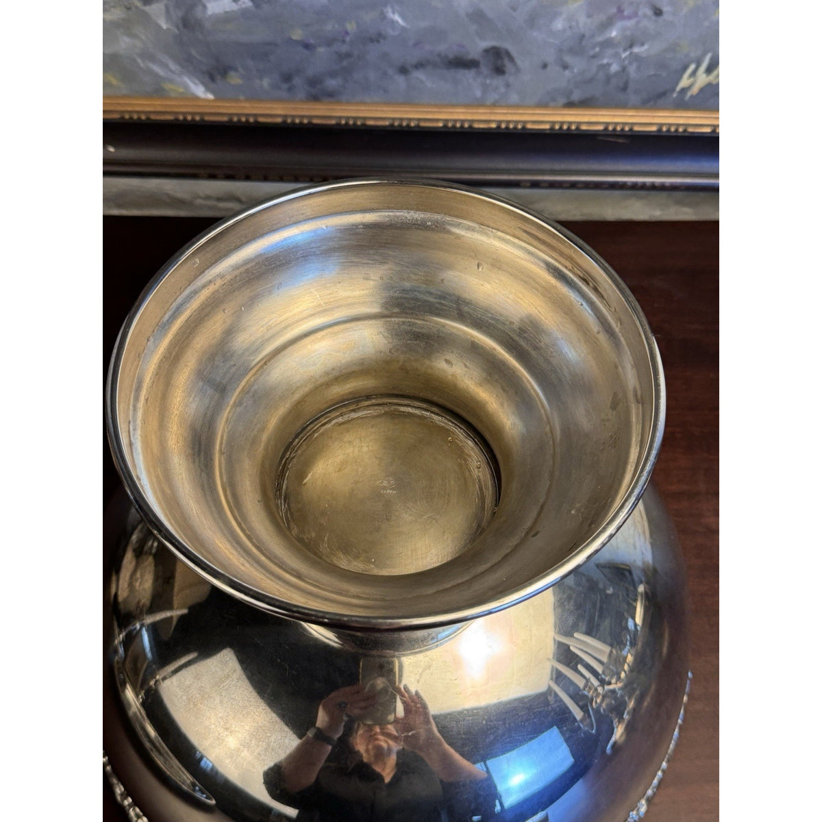 Silverplate Punch Bowl Footed Rose Edge Floral Design Elegant CENTERPIECE 12”