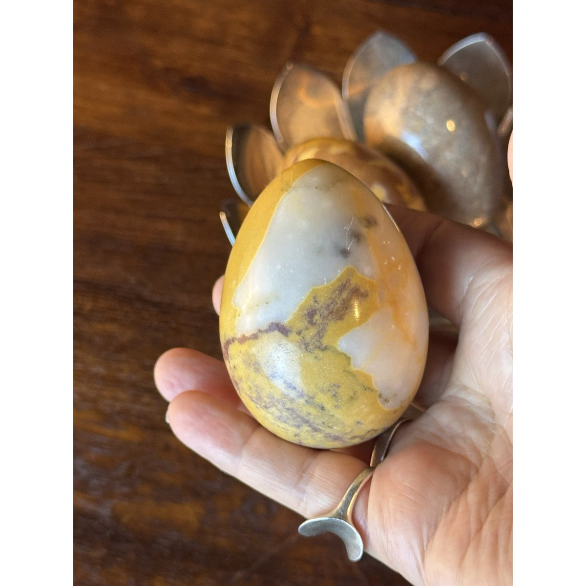 Alabaster Marble Stone Eggs Set of 4 Multicolor Polished Home Decor 3” Set A