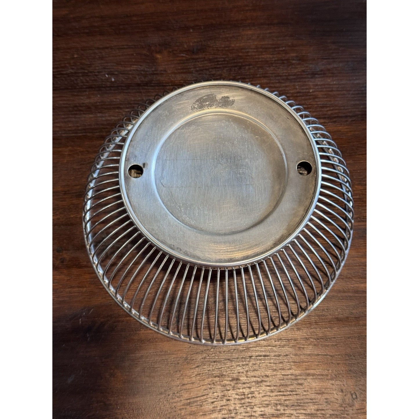 Gorham Silverplate Wire Bread Fruit Basket Round Pedestal Bowl Vintage 8”