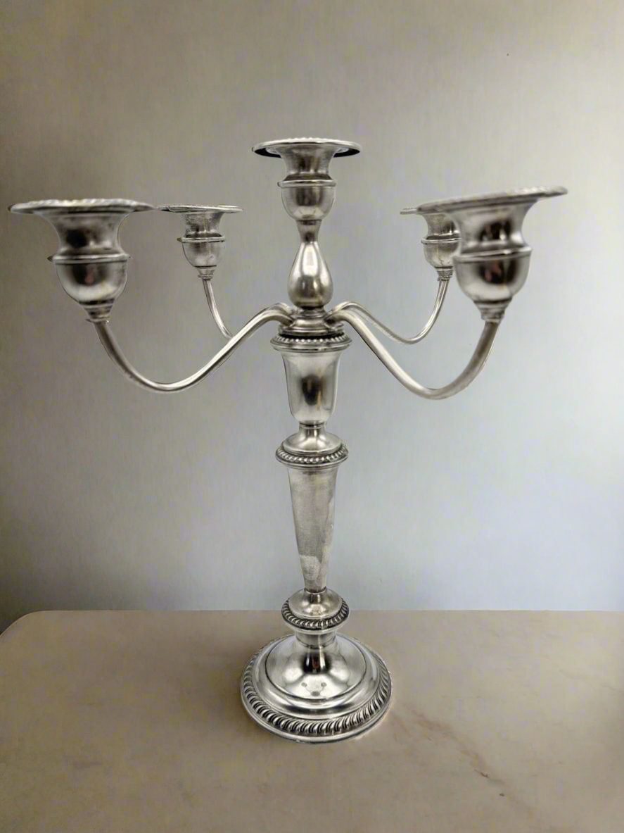 Weighted STERLING 5 Flame Candelabra EMPIRE 6 Combinations ESTATE FIND 13 X 11”