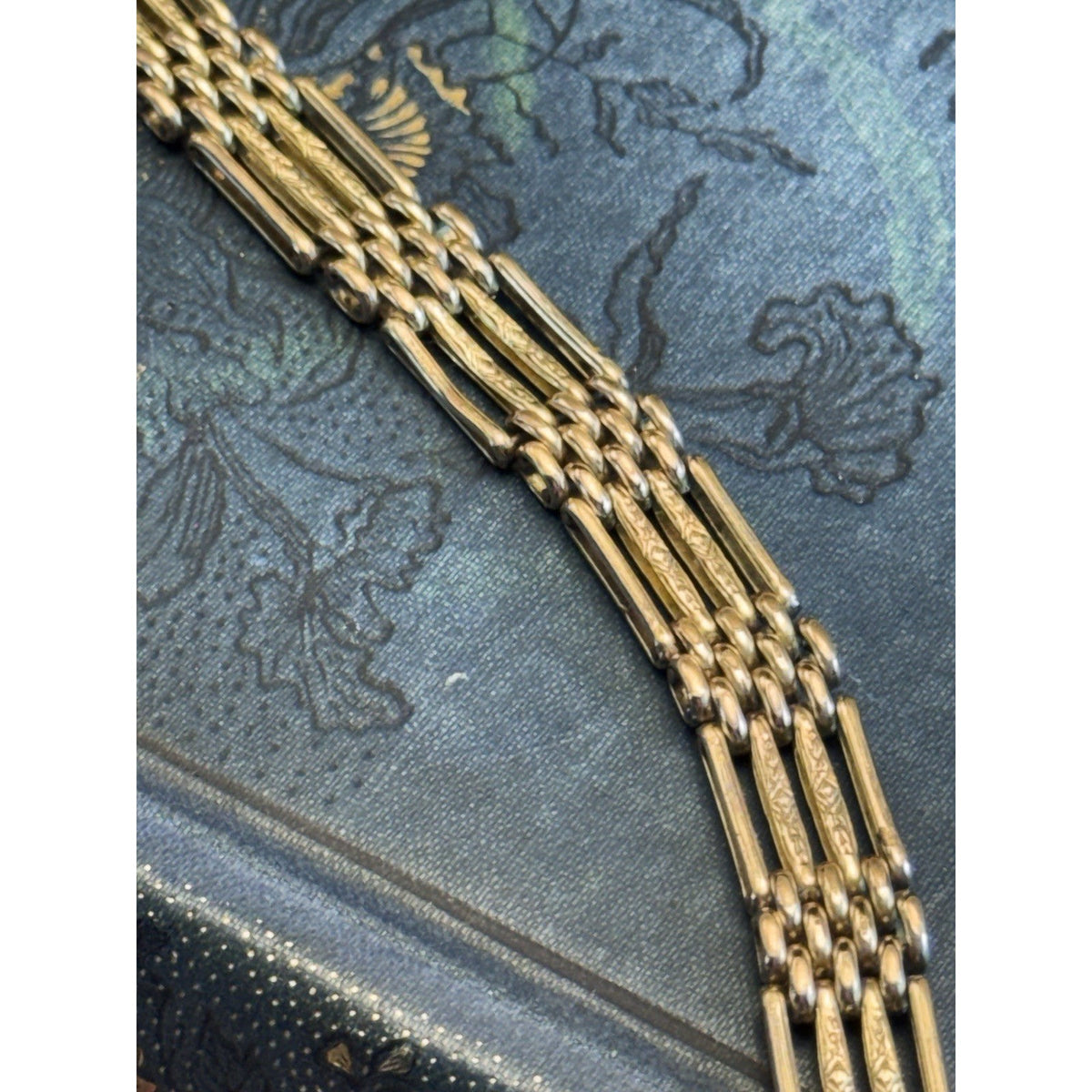Vintage Gold Filled Gate Link Bracelet 7.5 Inches Engraved