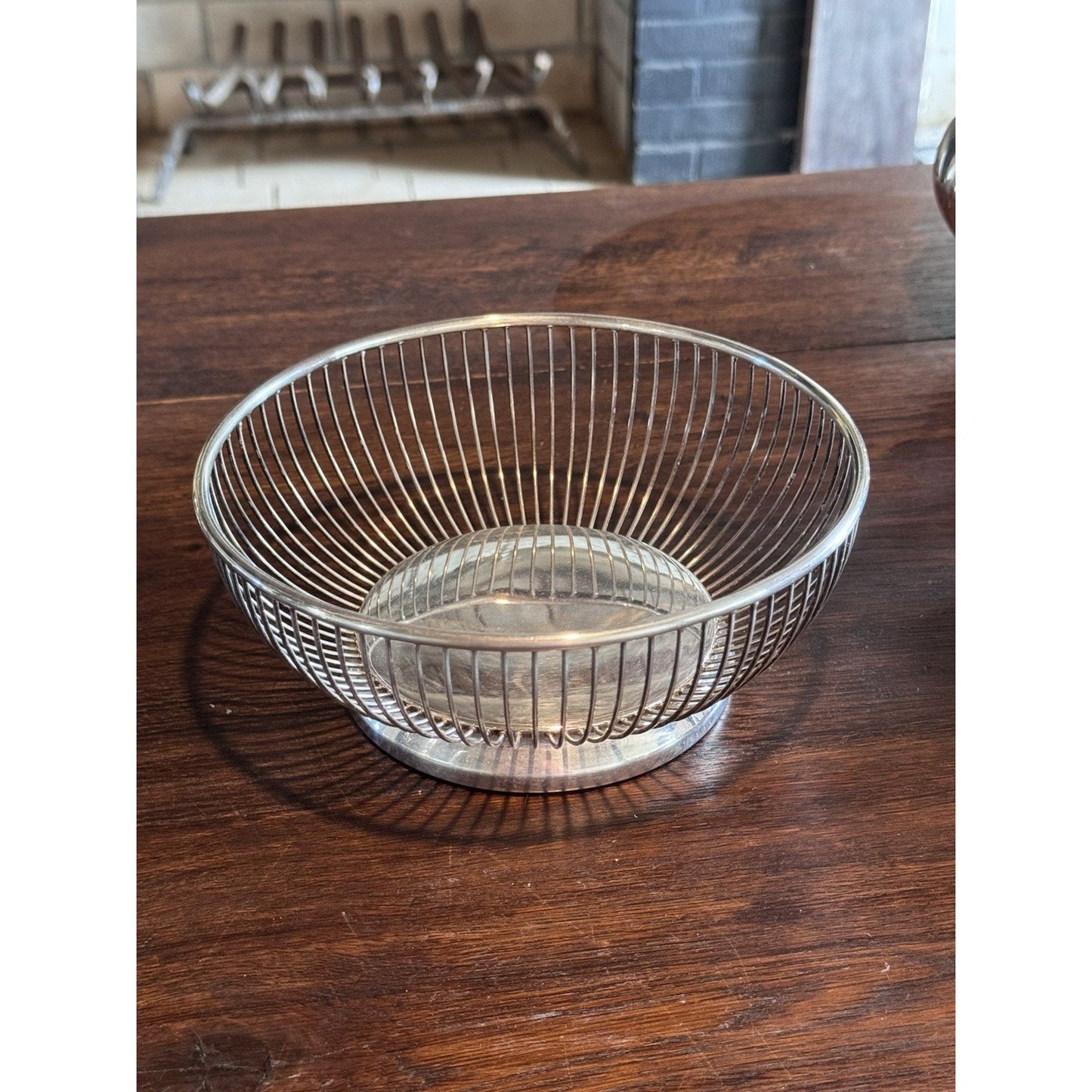 Gorham Silverplate Wire Bread Fruit Basket Round Pedestal Bowl Vintage 8”