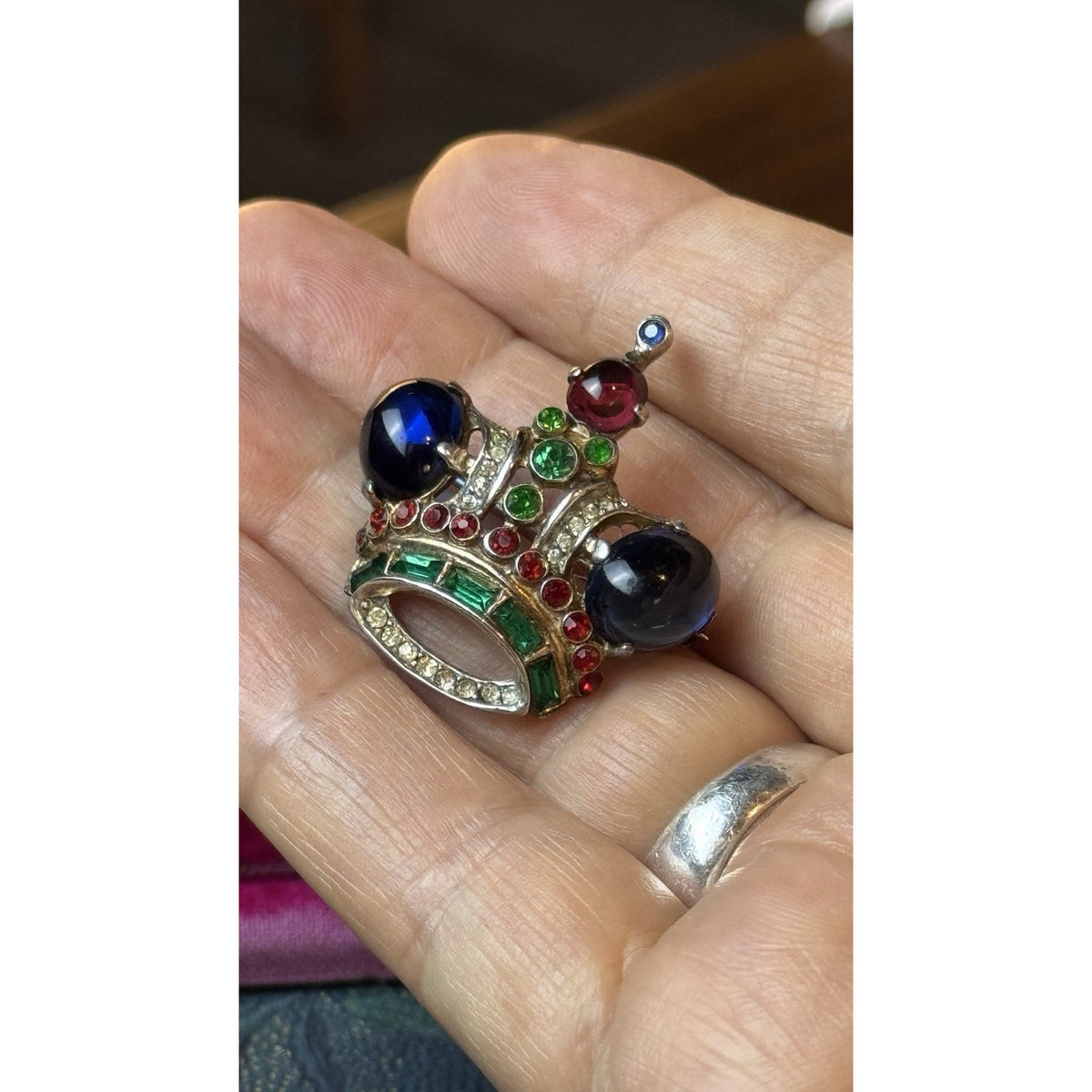 Trifari Brooch Coronation Crown Sterling Silver Alfred Philippe Pat 137542 1.25”