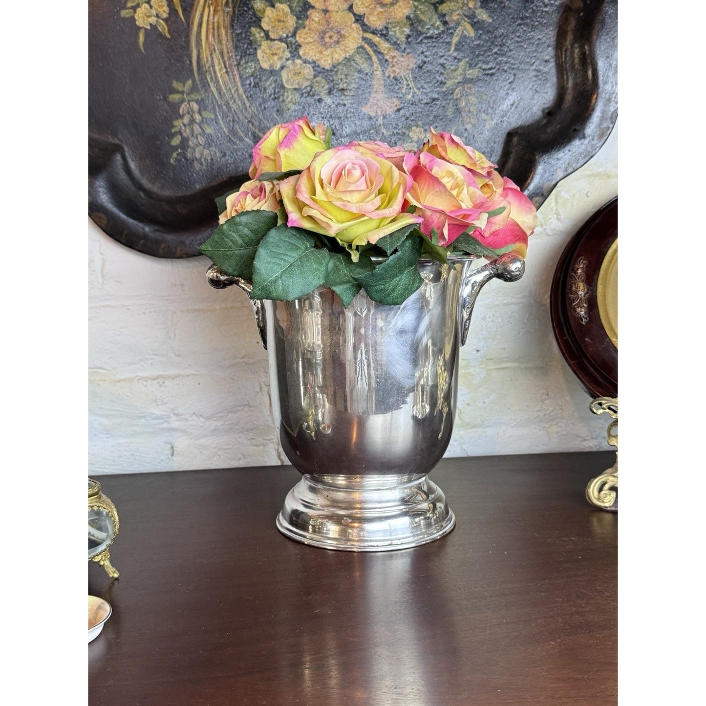 Vintage Silverplate Champagne Bucket Wine Cooler Ice Bucket Planter 9.5”