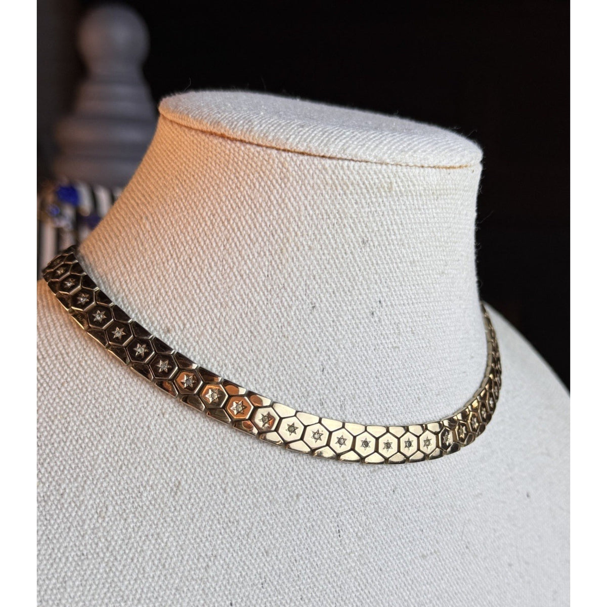 TRIFARI Alfred Philippe Necklace Goldtone Star Rhinestone Choker 1945 Patent