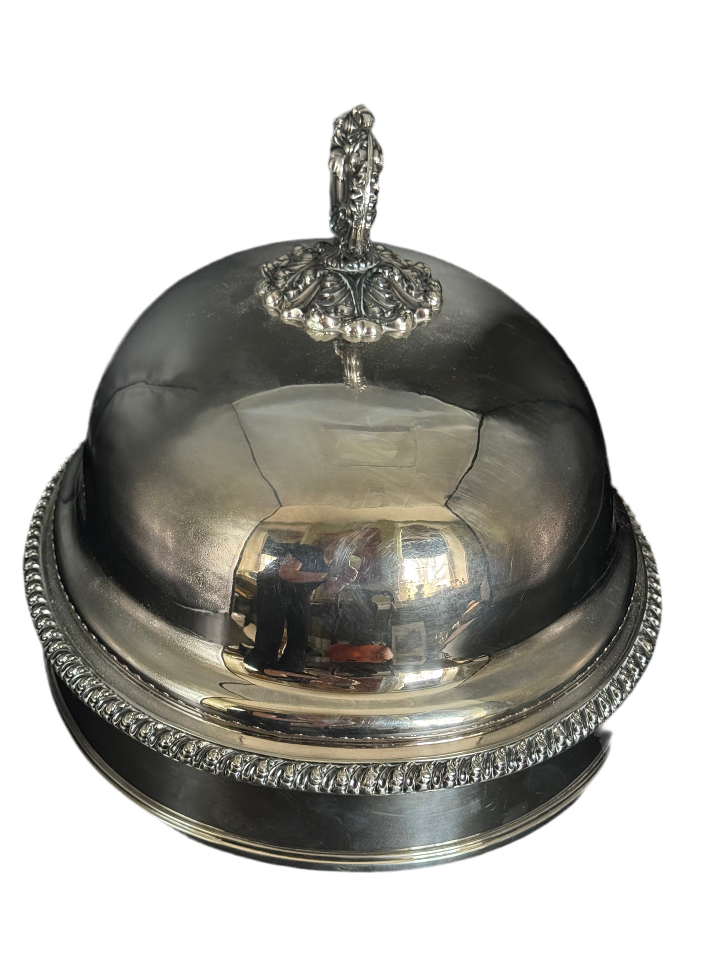 Large Sheffield Plate Georgian Style Meat Dome with Removable Handle Ca 15.75” x 11.75” x 12” SUBSTANTIAL