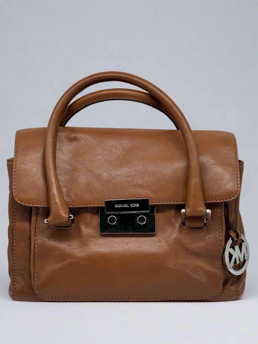 Authentic Michael Kors Brown Classic Leather Hand Bag PRE-Owned