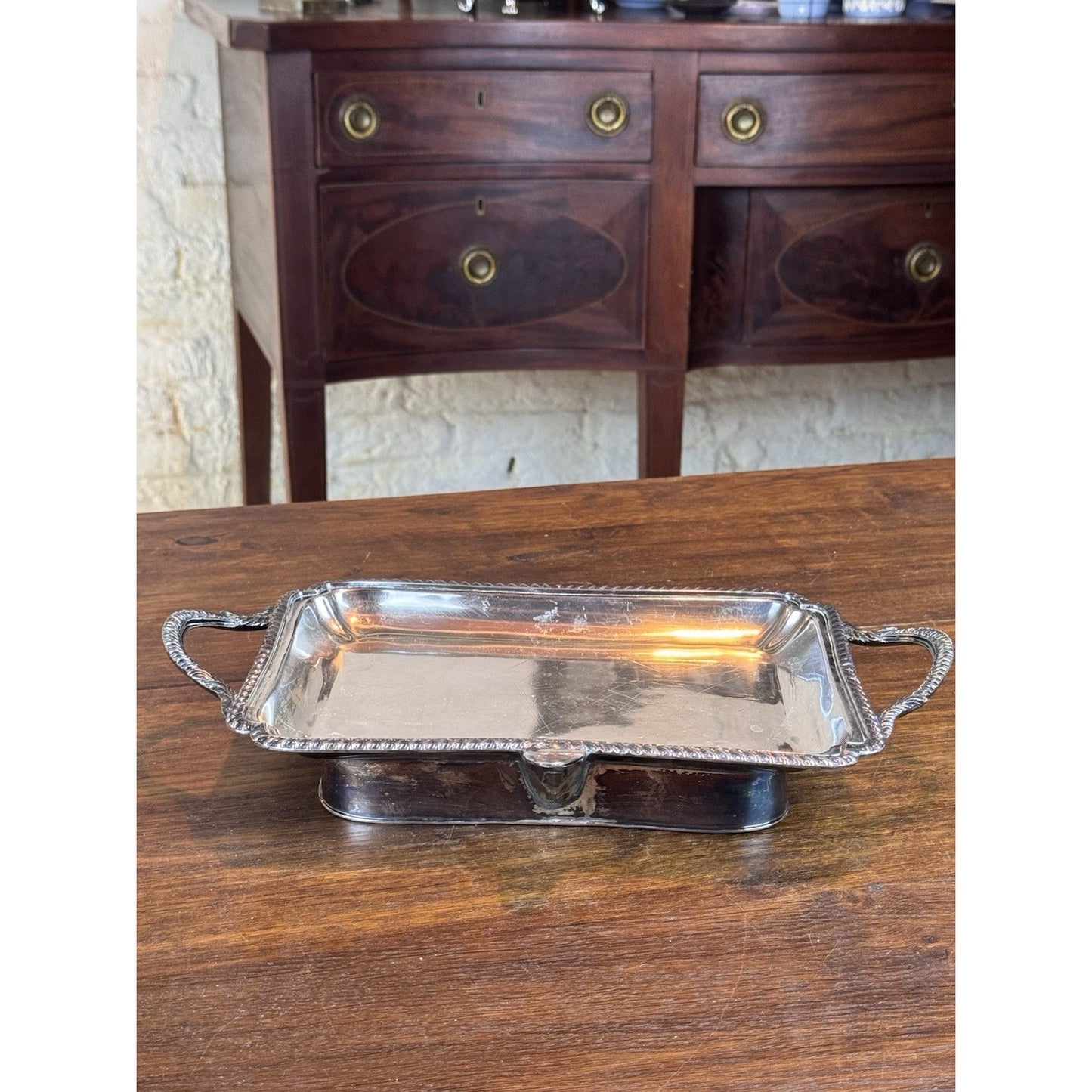 Antique Silverplate Hot Water Food Warmer Serving Dish 13.5”