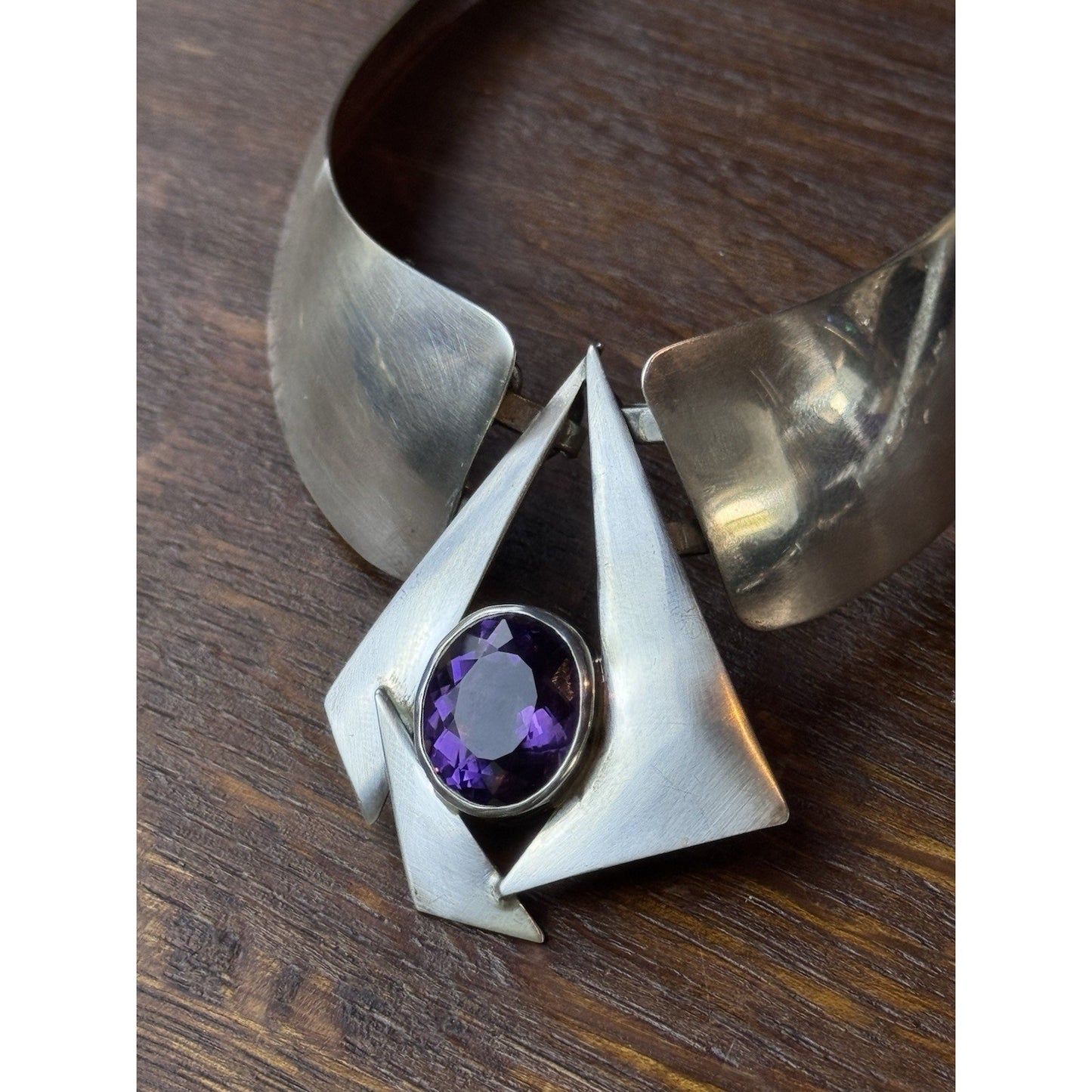Vintage SUNRISE Necklace Sterling Southwestern Purple Stone Collar 16.5”