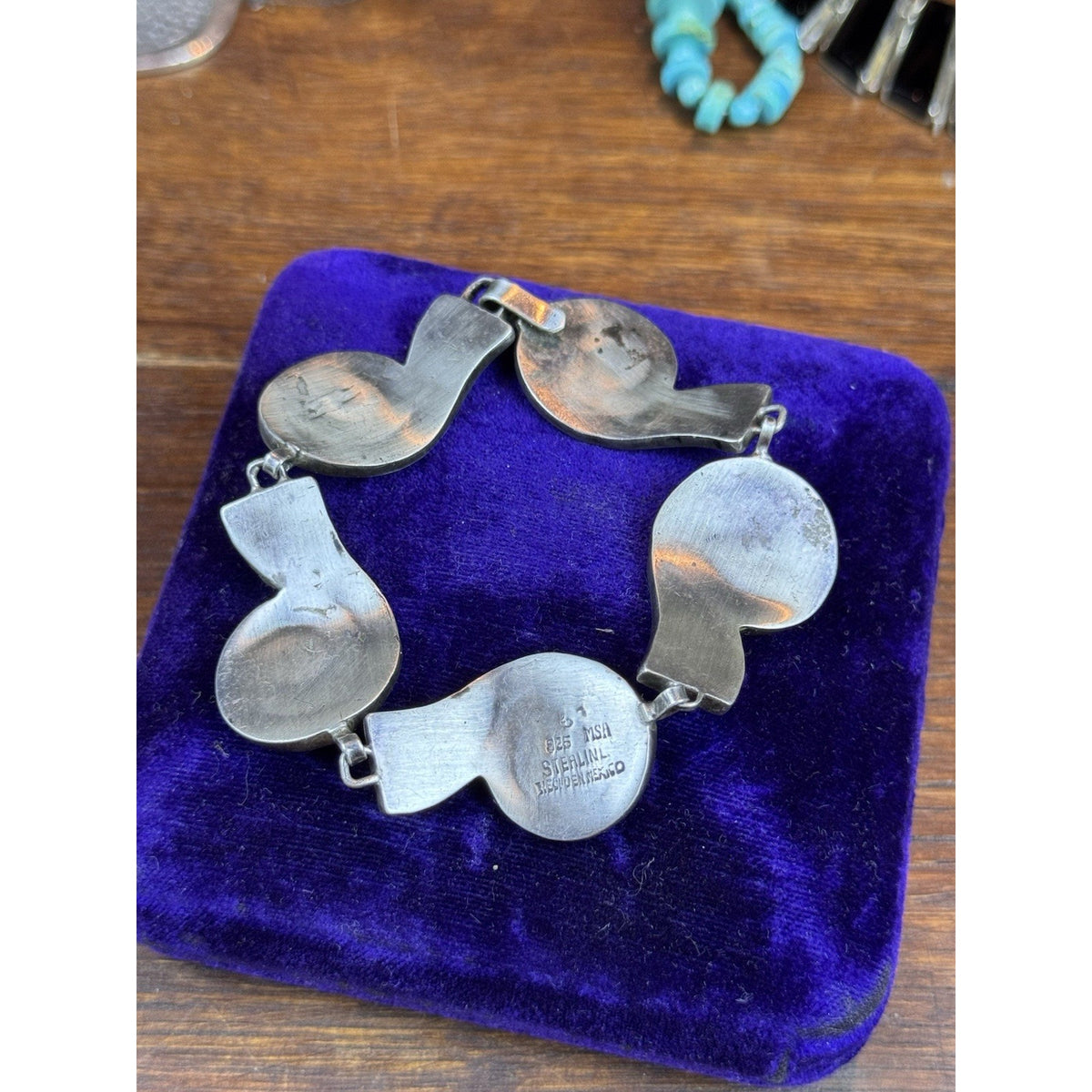 Sterling Silver Bracelet Mexico MSA Wave Link Modernist 7” VINTAGE