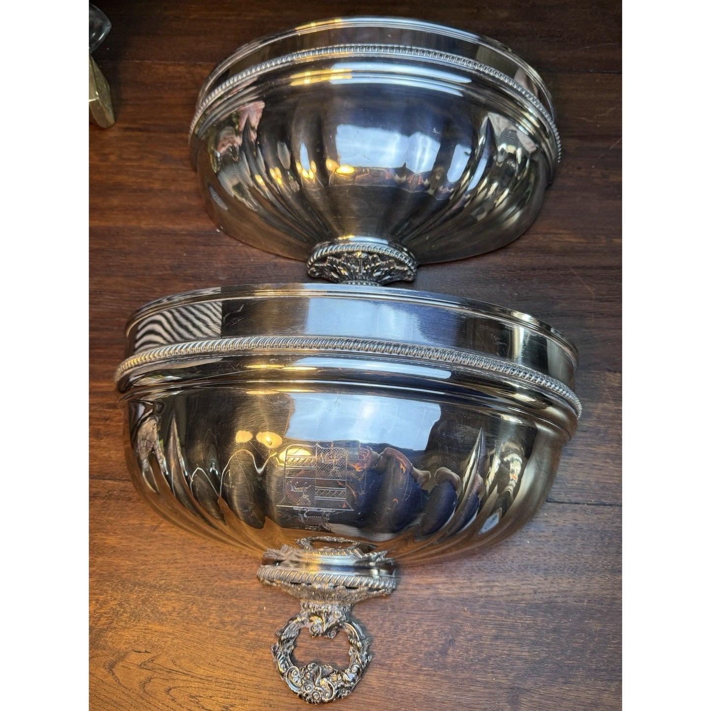 Vintage Silverplate Wall Sconces Pair Converted Sheffield Meat Dome 16”