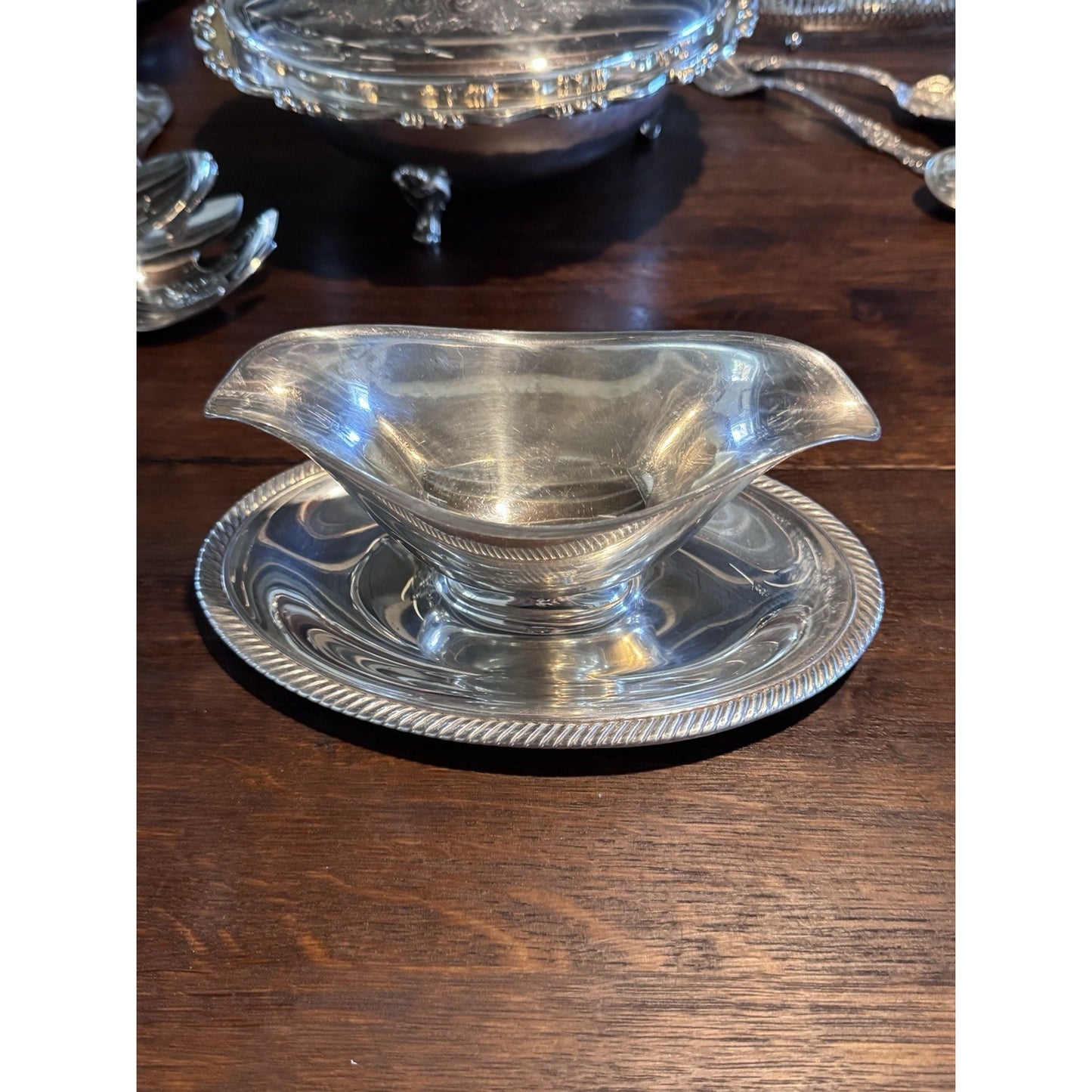 Silverplate Gravy Boat International Silver Castleton attchd Underplate Vintage