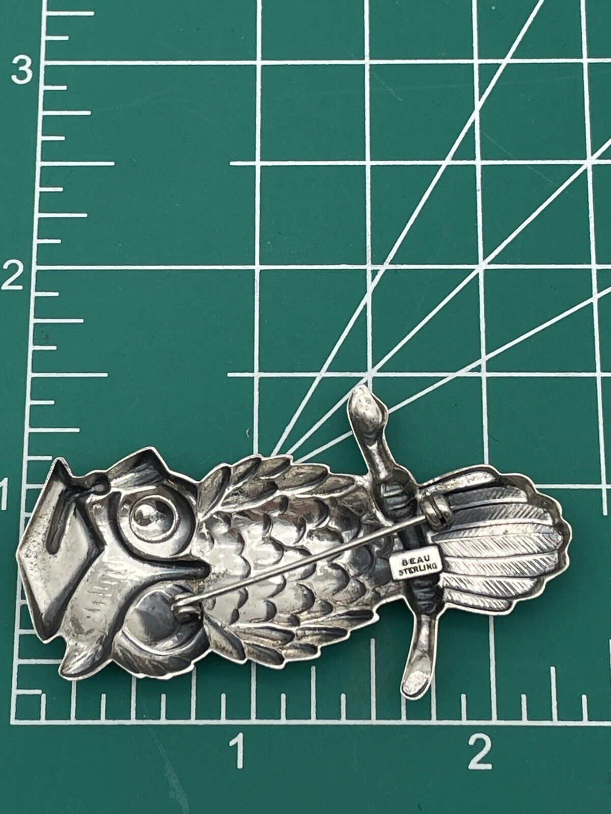 Vintage Wise Graduate Graduation Owl On Branch Brooch Beau Sterling Silver 925