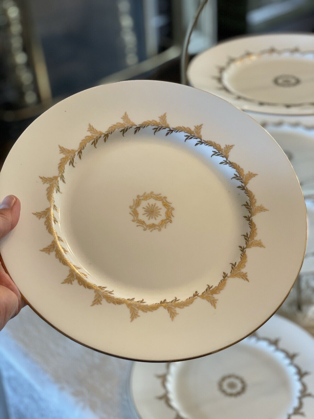 6 Royal Tuscan England GOLDEN REGENCY Dinner Plates Fine Bone China Circa 10.5”