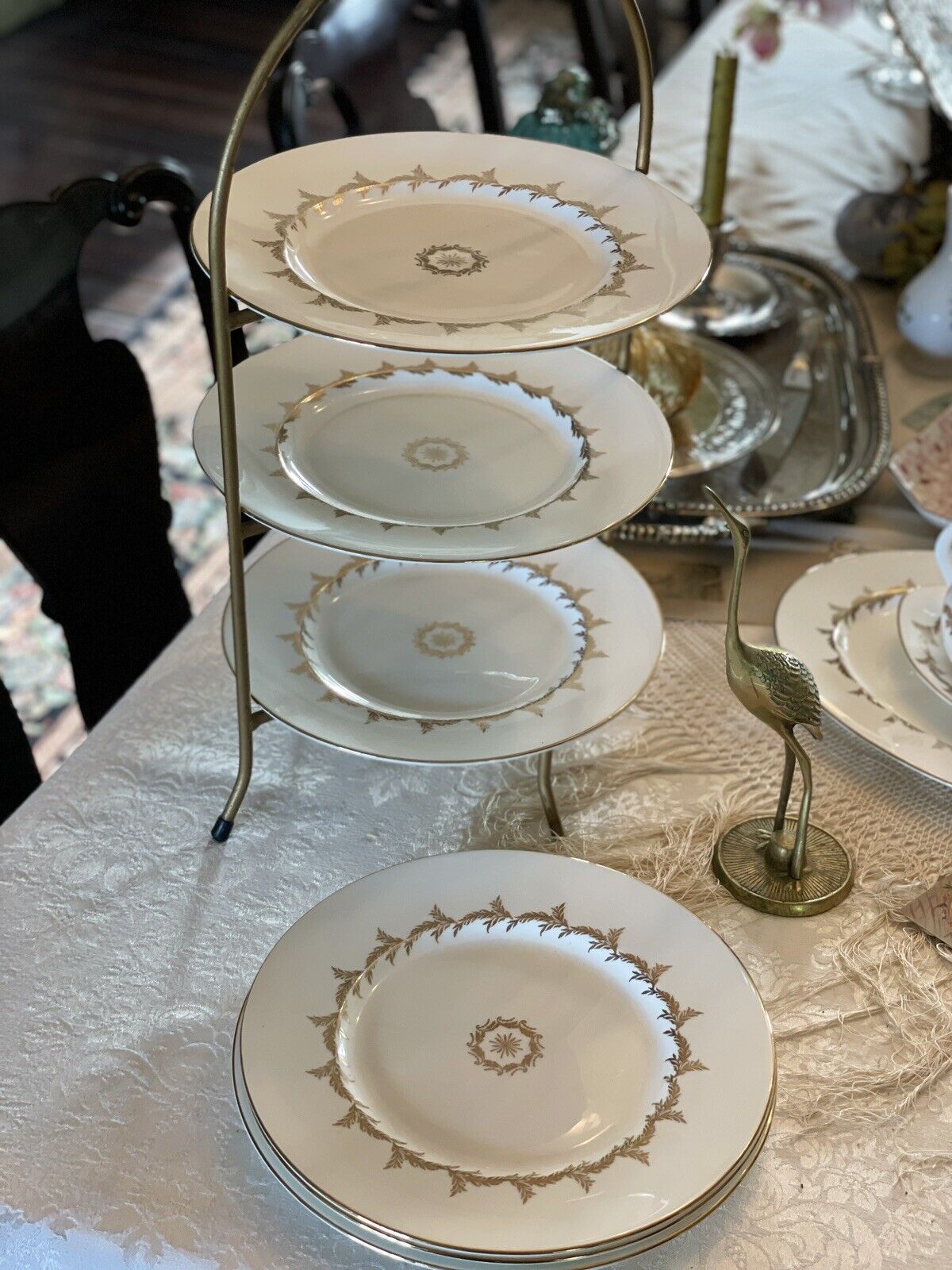 6 Royal Tuscan England GOLDEN REGENCY Dinner Plates Fine Bone China Circa 10.5”