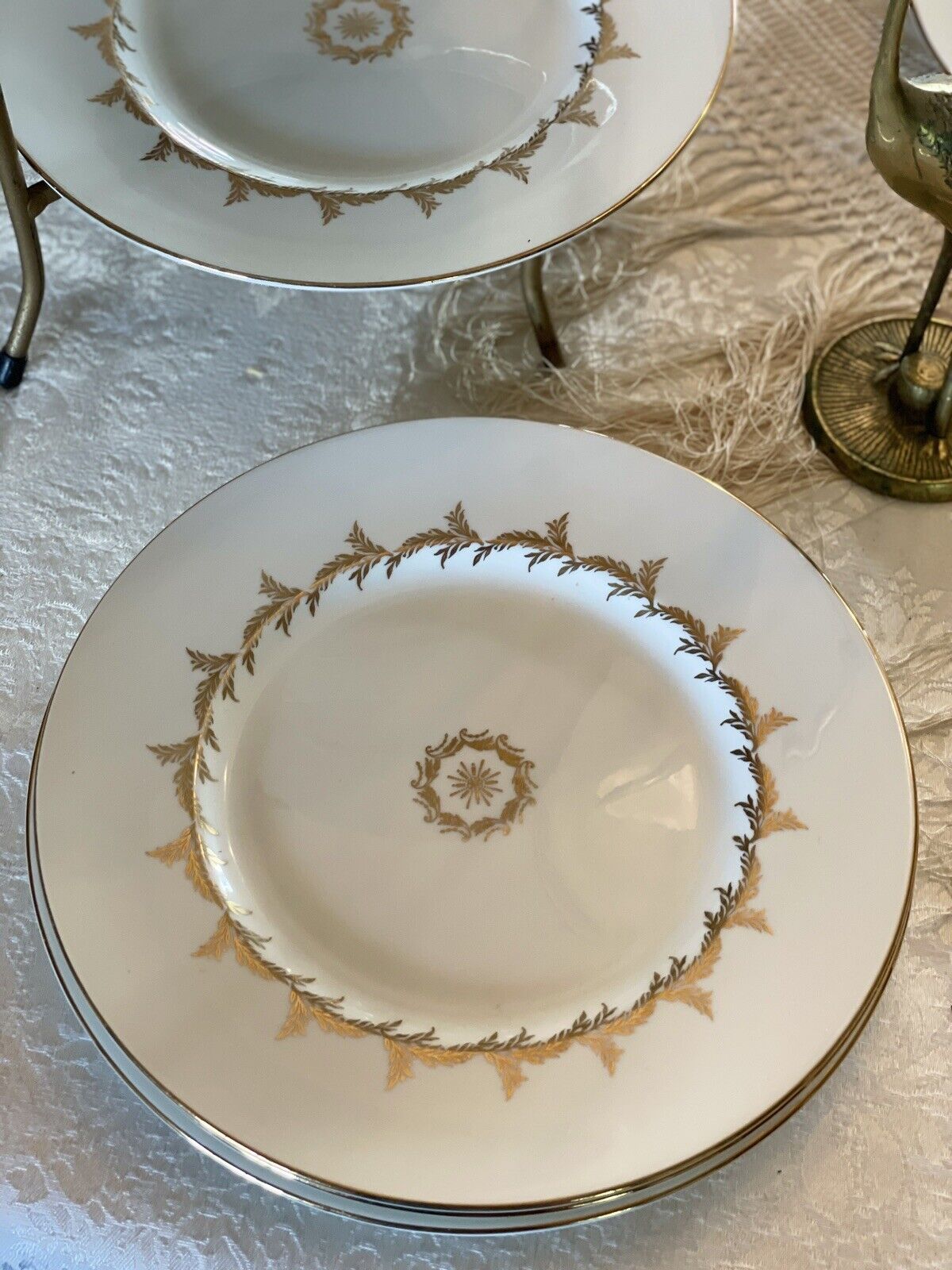 6 Royal Tuscan England GOLDEN REGENCY Dinner Plates Fine Bone China Circa 10.5”