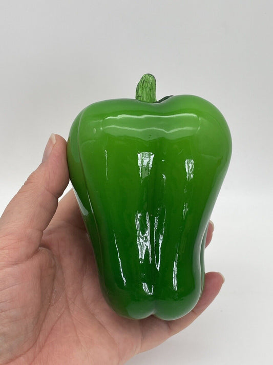 Green Bell Pepper Murano Style Glass Art Vegetable