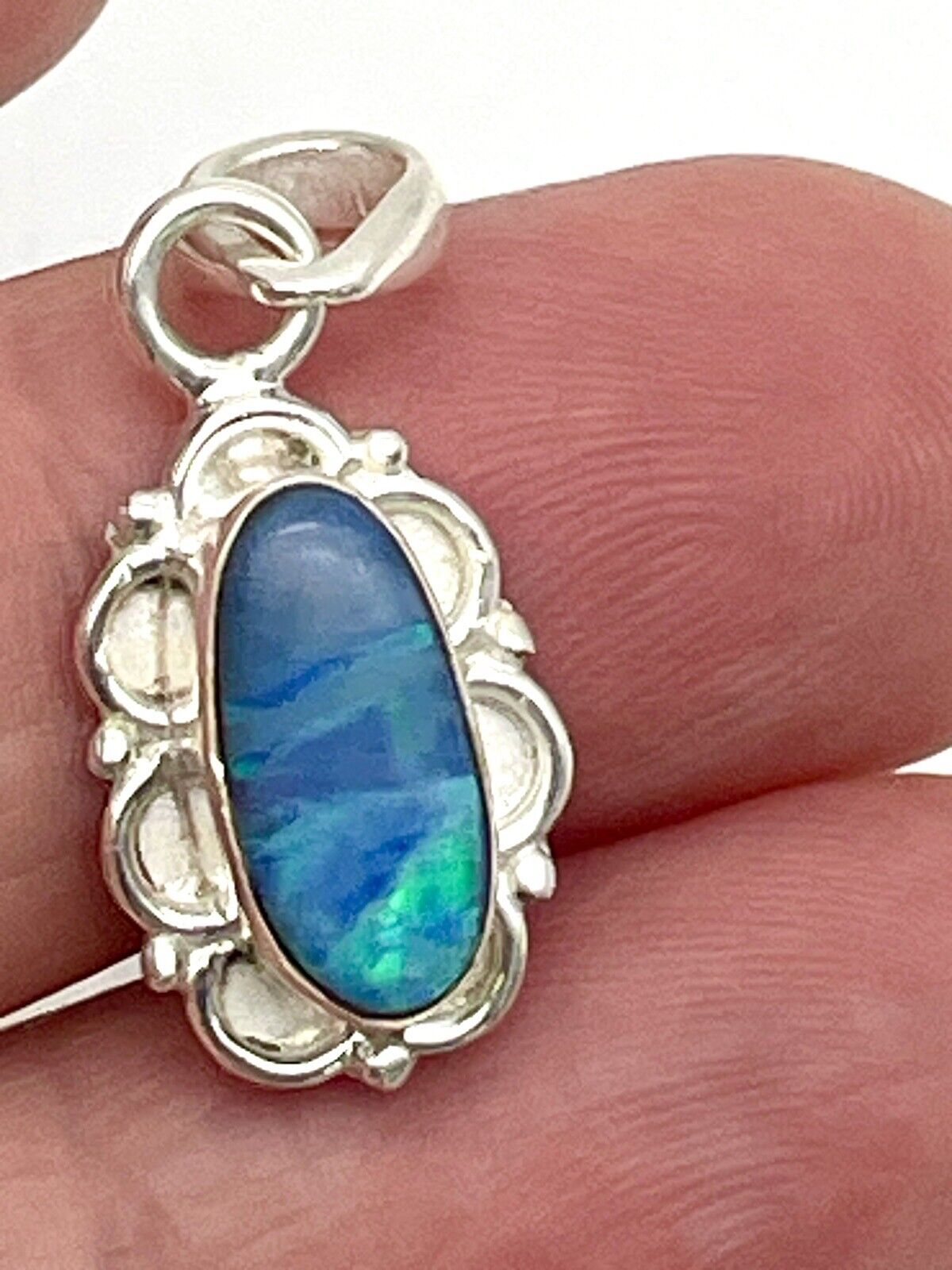 Australian Opal Artisan Pendant In Sterling Setting Exquisite New Without Tags