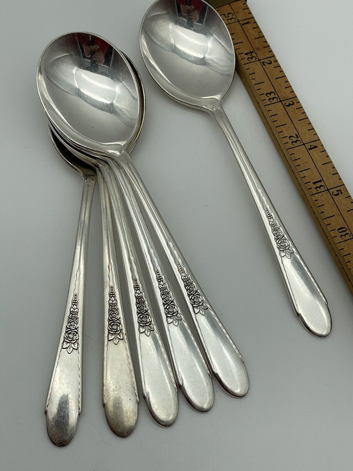 6 *WM Rogers & Son* 1941 PRISCILLA / LADY ANN Dinner Spoons Silverplate IS