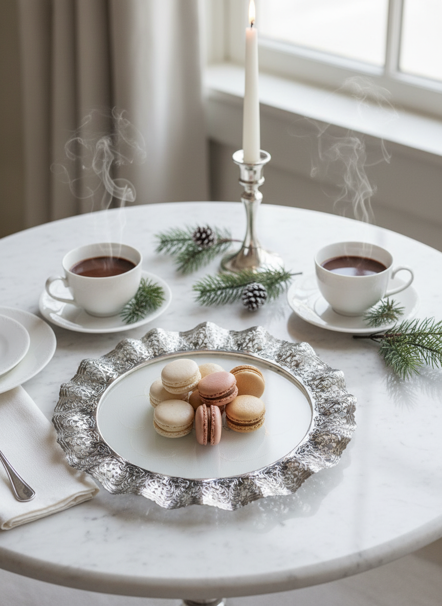 Silver Plate Cake Glass Tray a True Vintage Shabby Chic Metal Openwork With Lace Work
