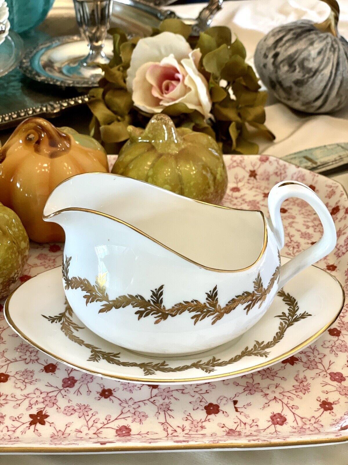 Gravy Boat With Saucer Royal Tuscan England Fine Bone China GOLDEN REGENCY VTG