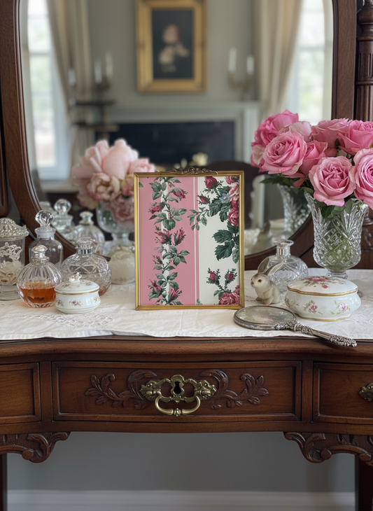 Vintage Stand Up Frame Brass Tone Floral Design Inside Ca  9 3/8”h X 7 3/8”w