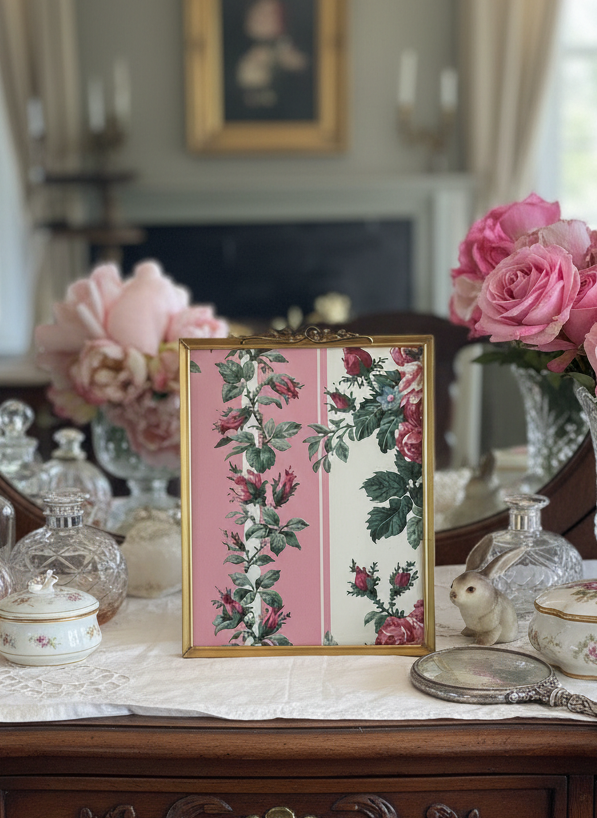 Vintage Stand Up Frame Brass Tone Floral Design Inside Ca  9 3/8”h X 7 3/8”w