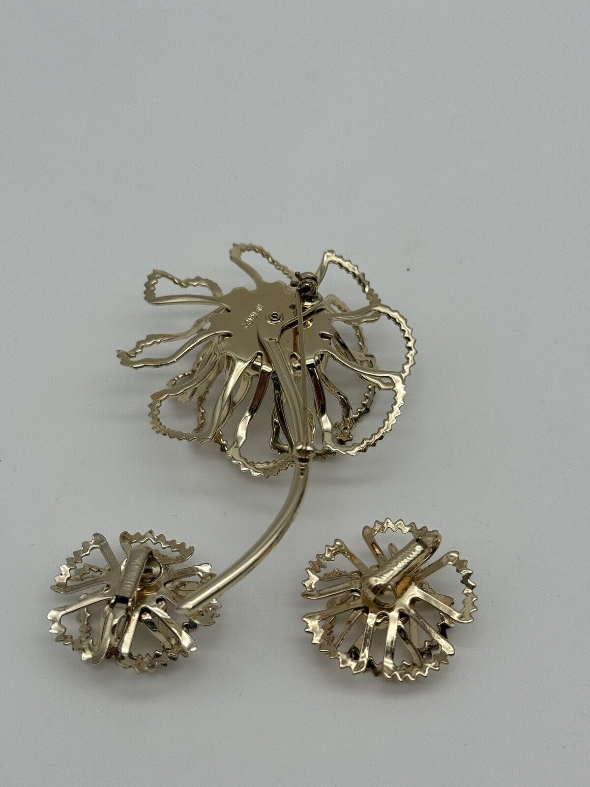 Sarah Coventry Brooch & Earrings Allusion Flower AB Rhinestones Vintage 1968