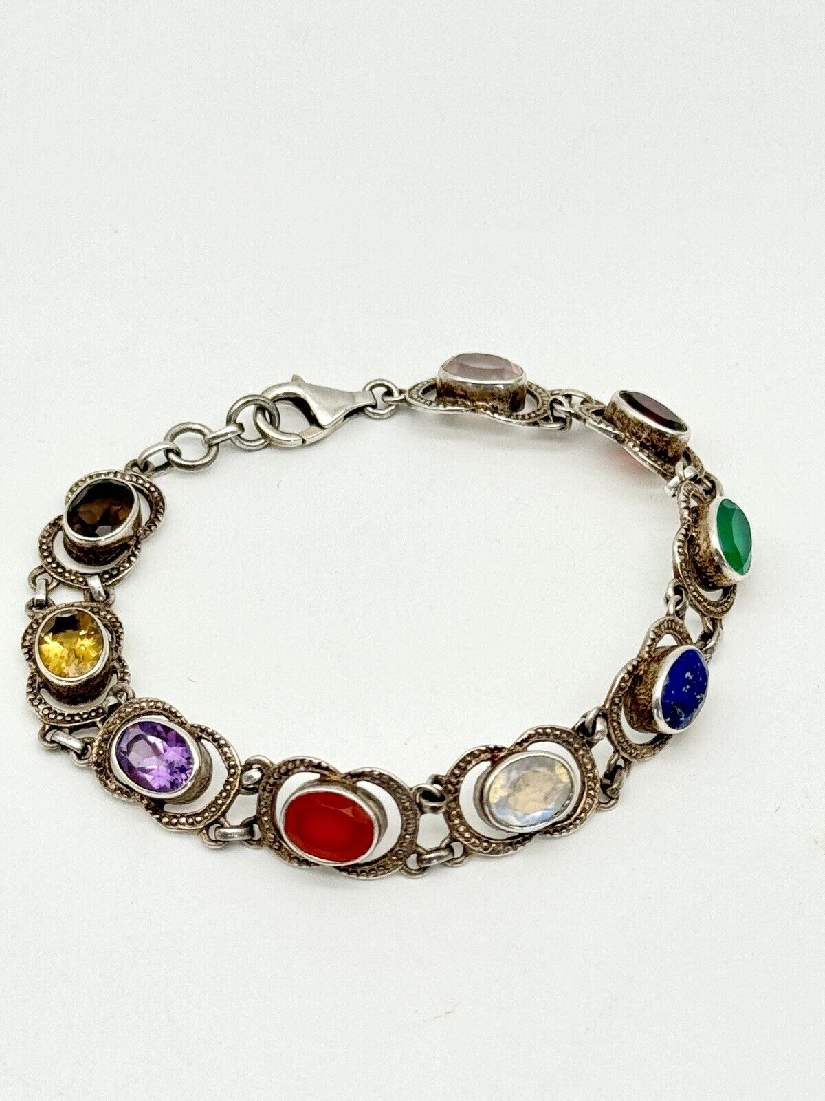 Nicky Butler Sterling 925 Multi Gemstone Bracelet Circa 7.5”