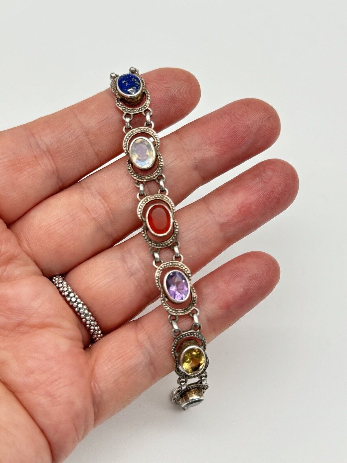 Nicky Butler Sterling 925 Multi Gemstone Bracelet Circa 7.5”