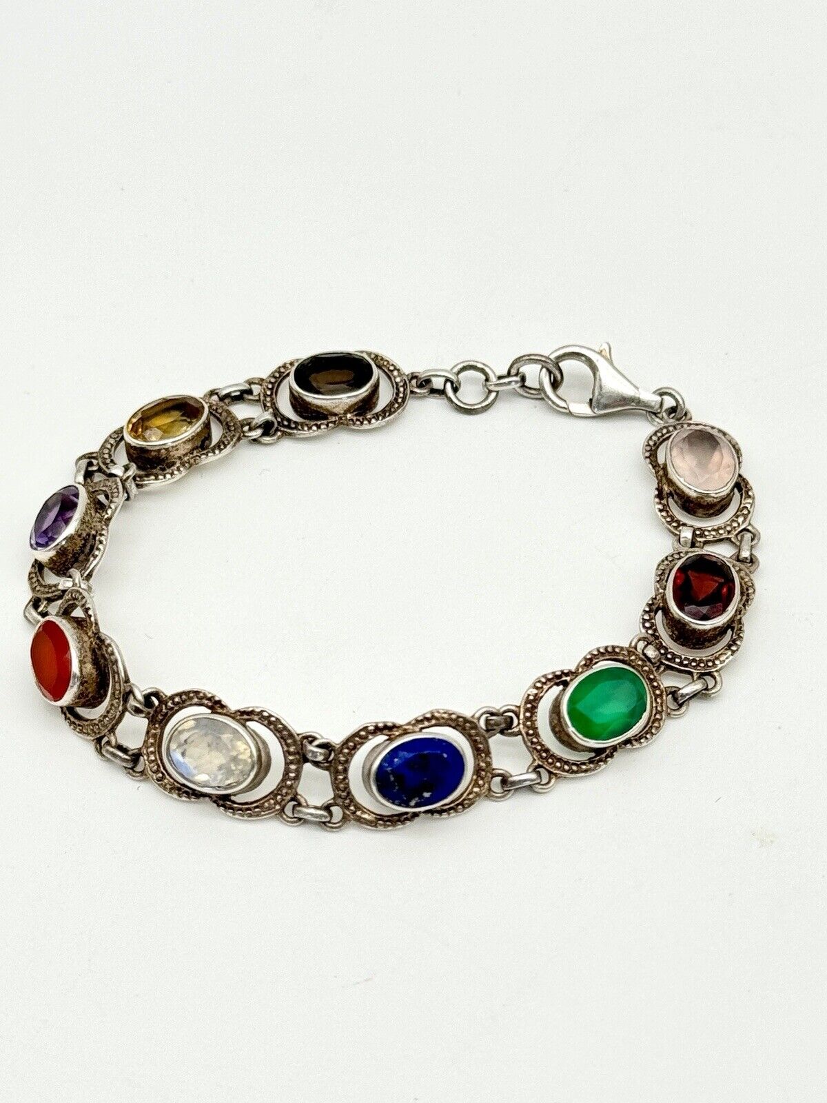 Nicky Butler Sterling 925 Multi Gemstone Bracelet Circa 7.5”