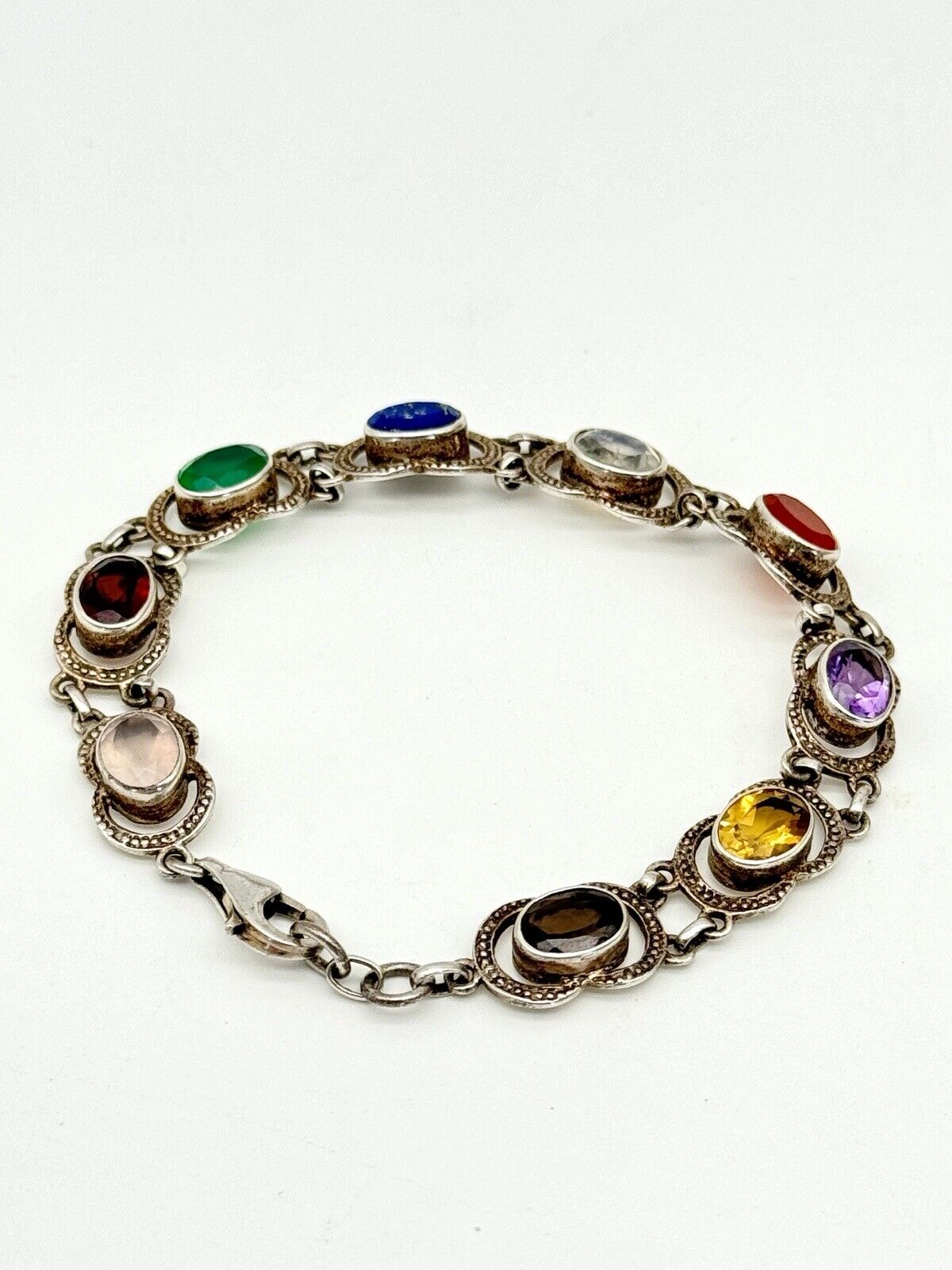 Nicky Butler Sterling 925 Multi Gemstone Bracelet Circa 7.5”