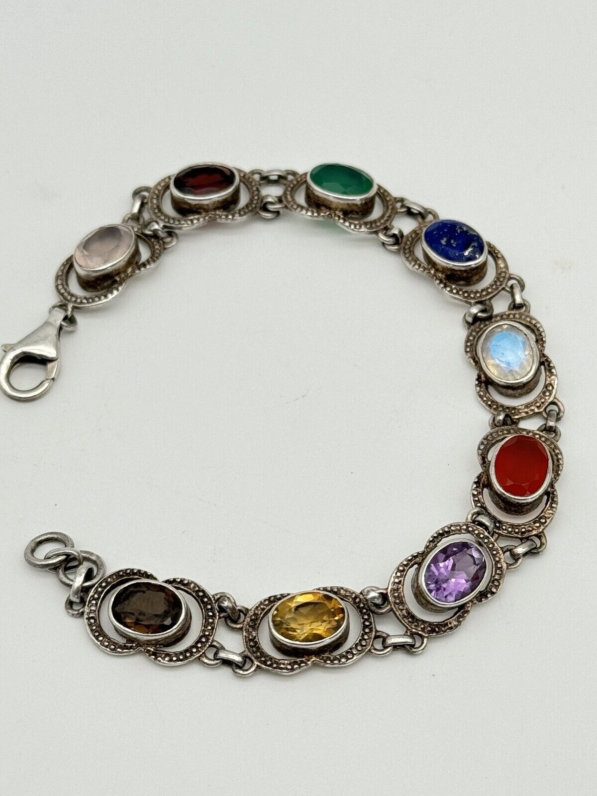 Nicky Butler Sterling 925 Multi Gemstone Bracelet Circa 7.5”