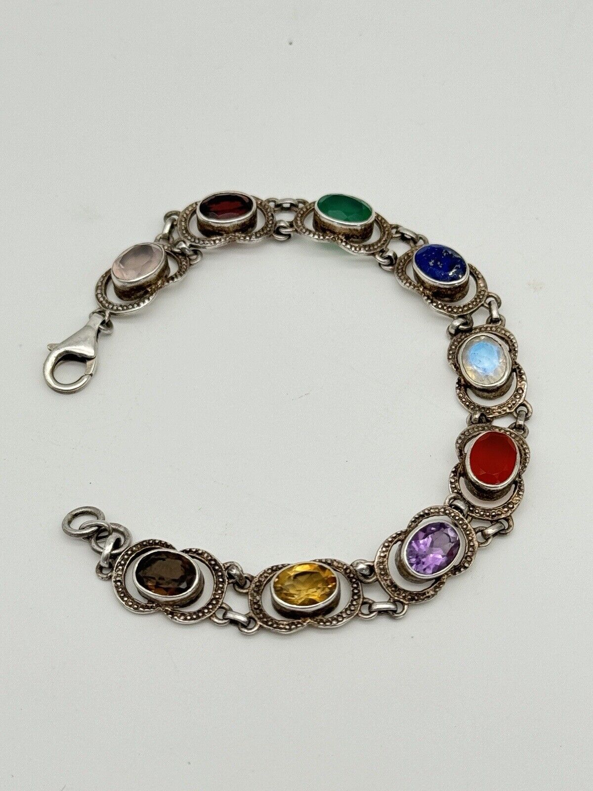 Nicky Butler Sterling 925 Multi Gemstone Bracelet Circa 7.5”