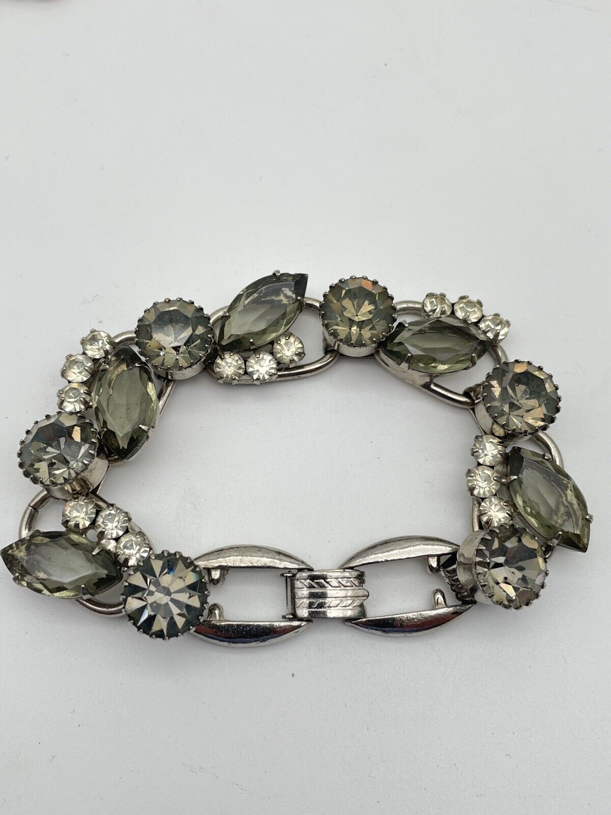 Juliana D&E Grey Black Diamond 5 Link Bracelet VINTAGE Ca. 7.5” VERIFIED