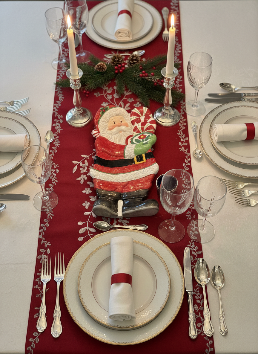 FITZ & FLOYD SANTA TRAY DISH CHRISTMAS Peppermint